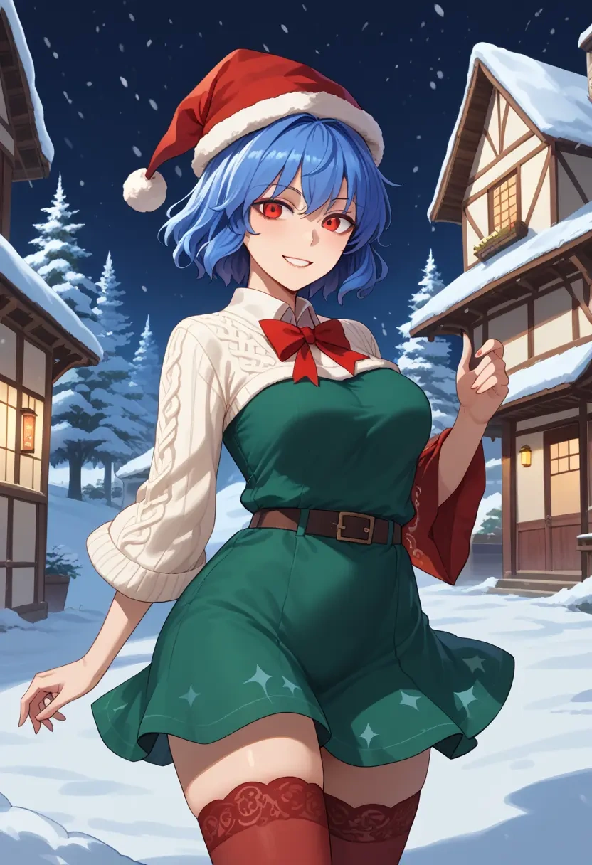 touhou,hecatia_lapislazuli,Christmas,sweater dress,stockings  - 