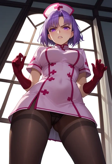 fate_(series),helena_blavatsky_(fate),nurse pantyhose,mini skirt, sexy  - AI generated anime art