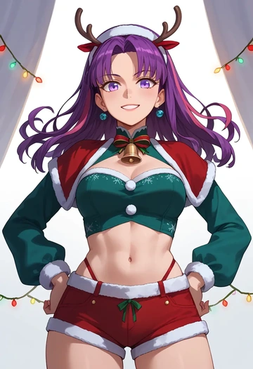 fate_(series),helena_blavatsky_(fate),Christmas,red velvet shorts  - AI generated anime art