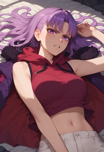 fate_(series),helena_blavatsky_(fate),sleeveless hoodie,biker shorts  - AI generated anime art