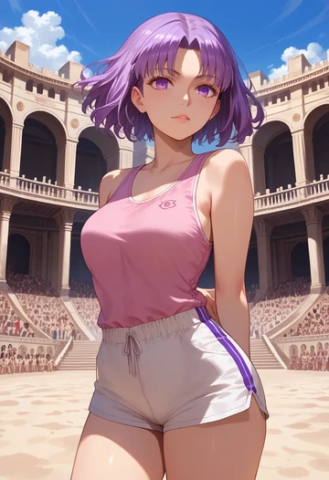 fate_(series),helena_blavatsky_(fate),sleeveless swim top,shorts-style bottom,contrast stitching  - AI generated anime art