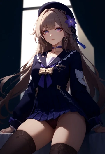 star rail,herta,jk uniform, stockings  - AI generated anime art