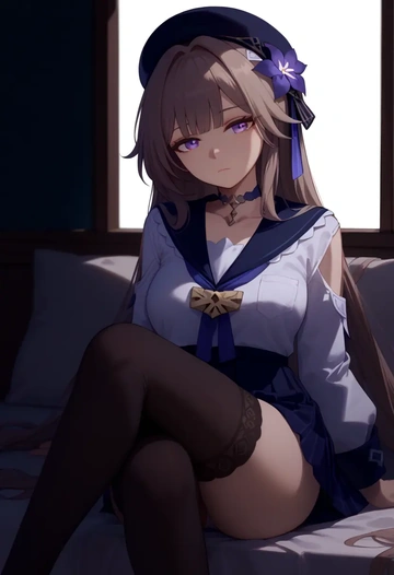 star rail,herta,jk uniform, stockings  - AI generated anime art