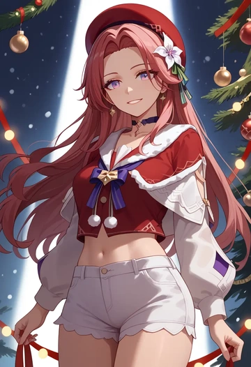 star rail,herta,Christmas,red velvet shorts  - AI generated anime art