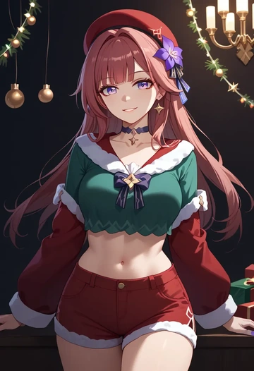 star rail,herta,Christmas,red velvet shorts  - AI generated anime art