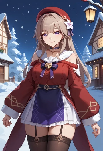 star rail,herta,sweater,stockings,Thigh garters  - AI generated anime art