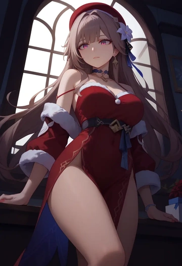 star rail,herta,Christmas,red velvet dress  - AI generated anime art