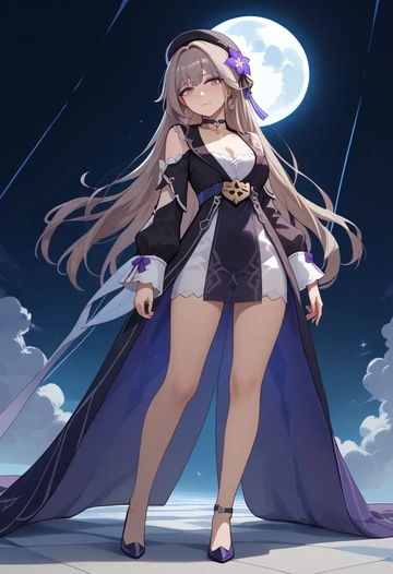 star rail,herta,gothic priestess gown,high slit,embroidered veil  - AI generated anime art