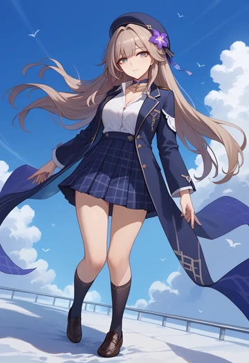 star rail,herta,winter,student uniform,plaid skirt  - AI generated anime art