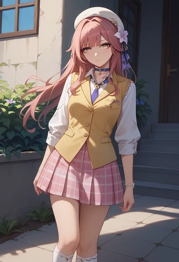 star rail,herta,spring,student uniform,vest  - AI generated anime art