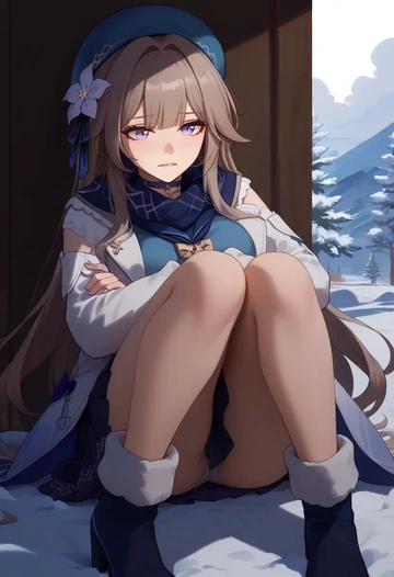 star rail,herta,winter,student uniform,puffer jacket  - AI generated anime art