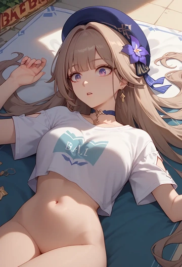 star rail,herta,crop graffiti tee,dolphin shorts  - AI generated anime art