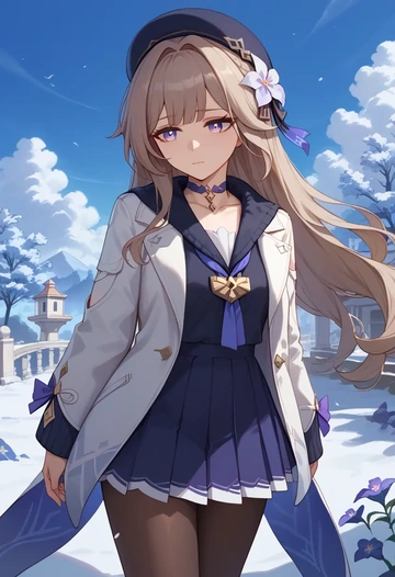 star rail,herta,winter,student uniform,puffer jacket  - AI generated anime art