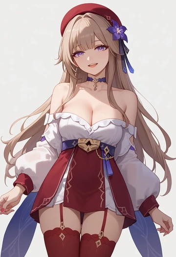 star rail,herta,collar,oversized,Thigh garters  - AI generated anime art