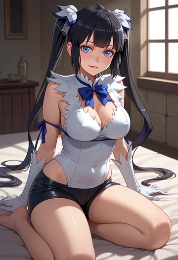 dungeon_ni_deai_wo_motomeru_no_wa_machigatteiru_darou_ka,hestia_(danmachi),leather,shorts  - AI generated anime art