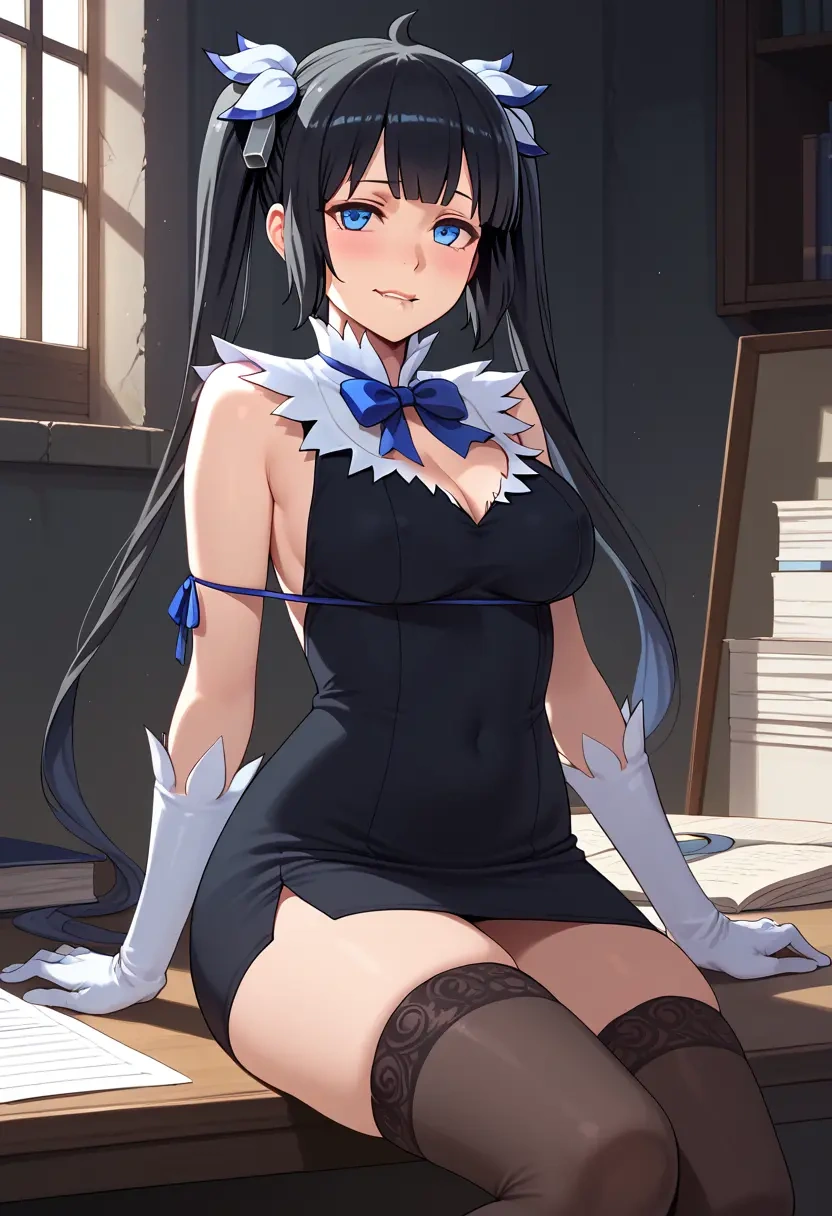 dungeon_ni_deai_wo_motomeru_no_wa_machigatteiru_darou_ka,hestia_(danmachi),secretary, stockings  - 