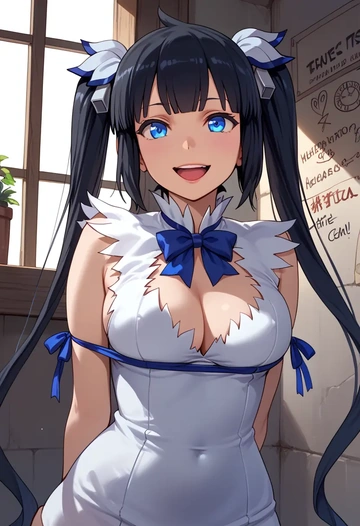 dungeon_ni_deai_wo_motomeru_no_wa_machigatteiru_darou_ka,hestia_(danmachi),striped graffiti blouse,dolphin shorts  - AI generated anime art