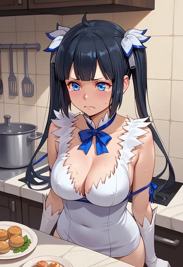 dungeon_ni_deai_wo_motomeru_no_wa_machigatteiru_darou_ka,hestia_(danmachi),polo shirt,tennis skirt  - AI generated anime art