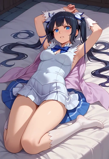 dungeon_ni_deai_wo_motomeru_no_wa_machigatteiru_darou_ka,hestia_(danmachi),spring,student uniform,vest  - AI generated anime art