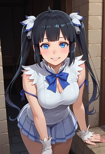 dungeon_ni_deai_wo_motomeru_no_wa_machigatteiru_darou_ka,hestia_(danmachi),skirt,pleated,turtleneck sweater  - AI generated anime art