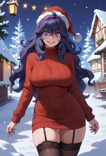 pokemon,hex_maniac_(pokemon),sweater,stockings,Thigh garters  - AI generated anime art