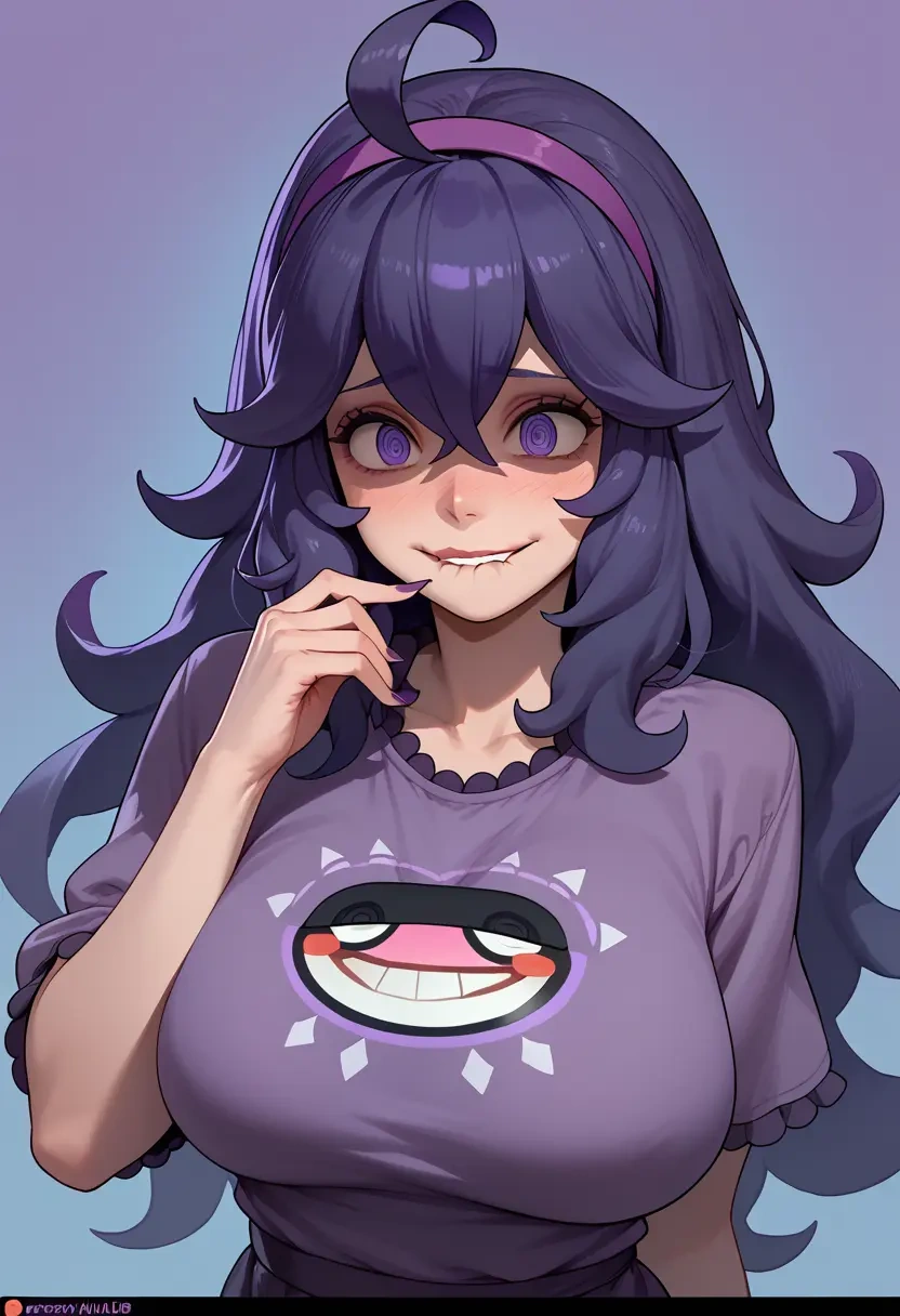 pokemon,hex_maniac_(pokemon),pop art shirt,dolphin shorts  - 