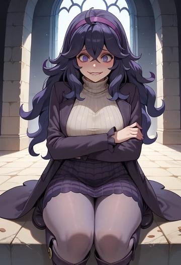 pokemon,hex_maniac_(pokemon),winter,student uniform,pea coat  - AI generated anime art