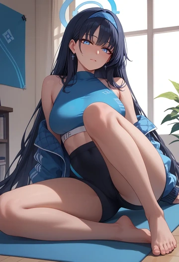 blue_archive,hibiki_(blue_archive),yoga shorts  - AI generated anime art