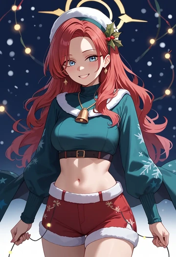 blue_archive,hibiki_(blue_archive),Christmas,red velvet shorts  - AI generated anime art