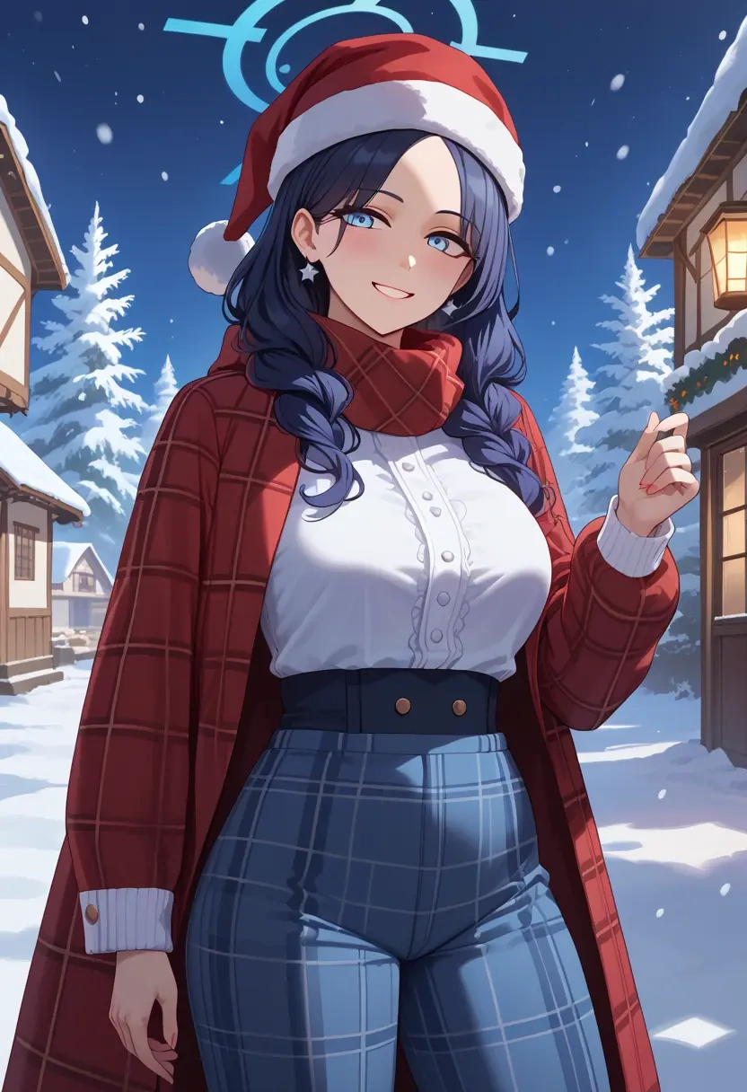 blue_archive,hibiki_(blue_archive),Christmas,plaid trousers  - 