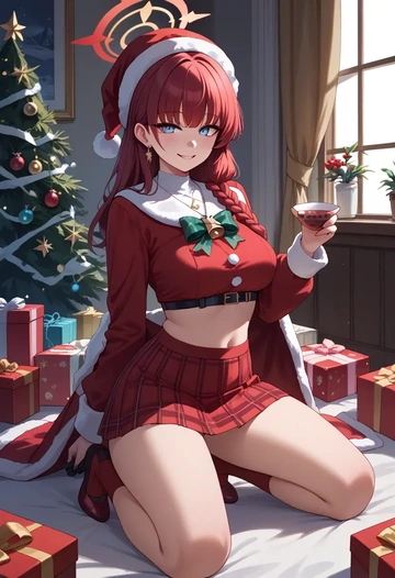 blue_archive,hibiki_(blue_archive),Christmas,skirt  - AI generated anime art