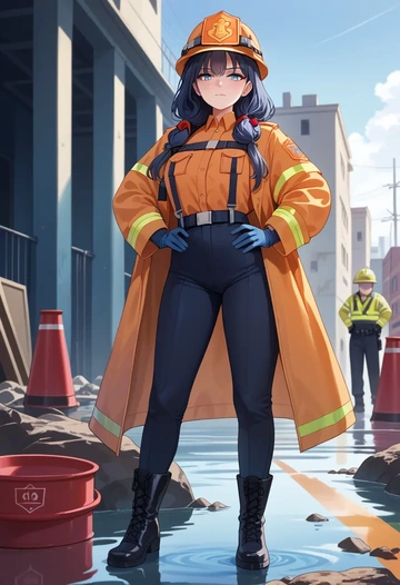 blue_archive,hibiki_(cheer_squad)_(blue_archive),firefighter  - AI generated anime art