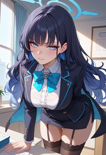 blue_archive,hibiki_(cheer_squad)_(blue_archive),secretary, stockings  - AI generated anime art