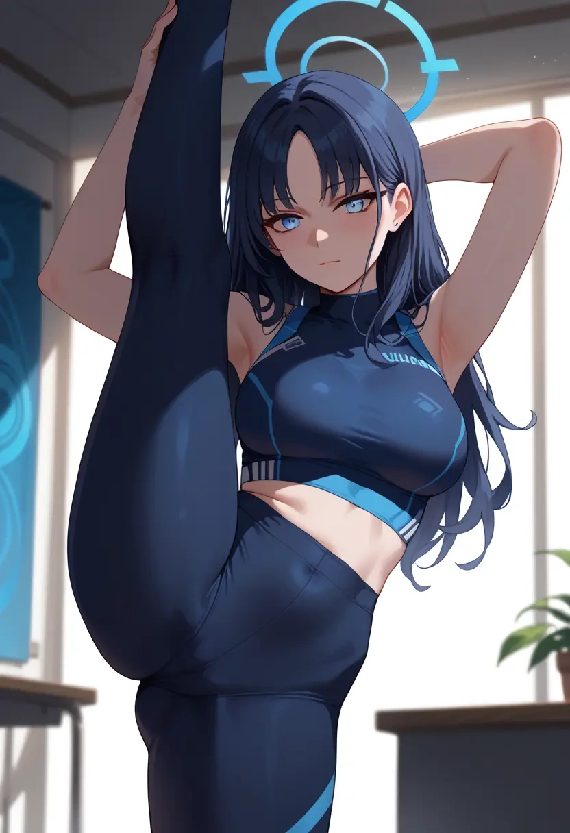 blue_archive,hibiki_(cheer_squad)_(blue_archive),yoga, standing split,sexy,  - 