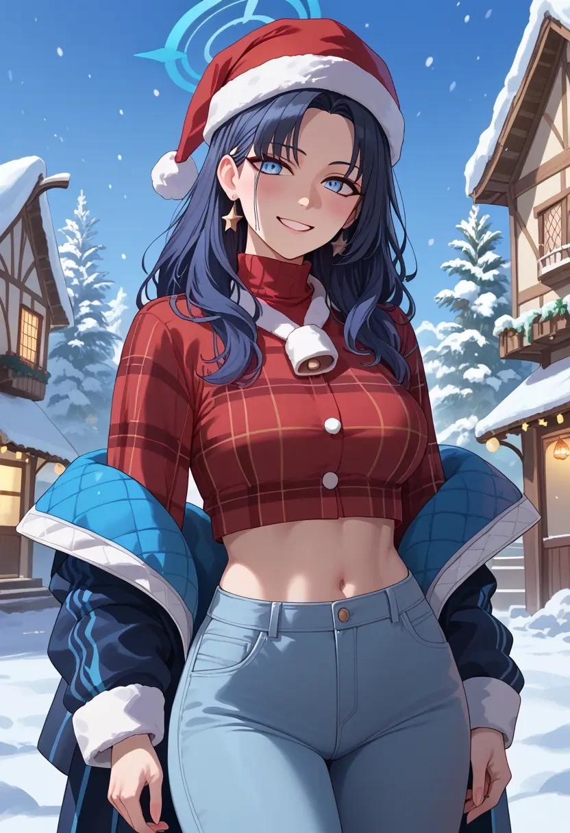 blue_archive,hibiki_(cheer_squad)_(blue_archive),Christmas,plaid trousers  - 