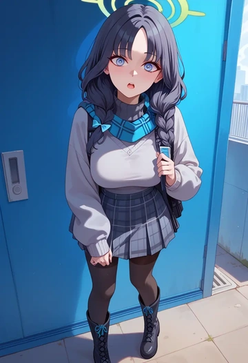 blue_archive,hibiki_(cheer_squad)_(blue_archive),winter,student uniform,fur-lined parka  - AI generated anime art