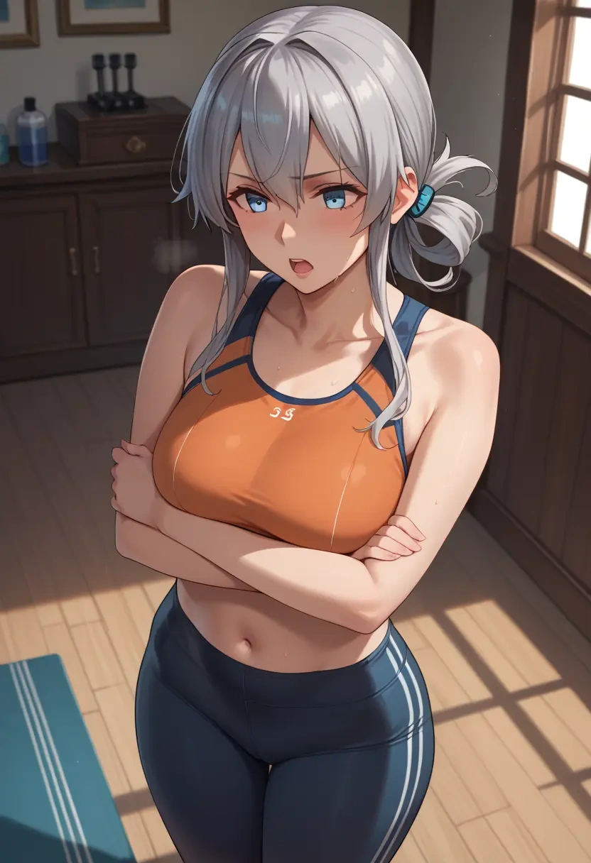 kantai_collection,hibiki_(kancolle),yoga shorts, bra  - 