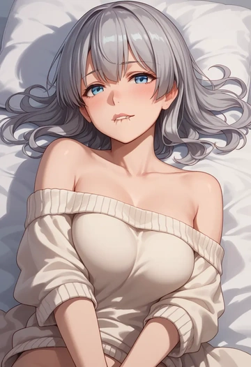 kantai_collection,hibiki_(kancolle),sweater,off-shoulder,collar  - AI generated anime art