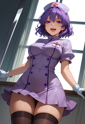 touhou,hieda_no_akyuu,nurse pantyhose,mini skirt, sexy  - AI generated anime art