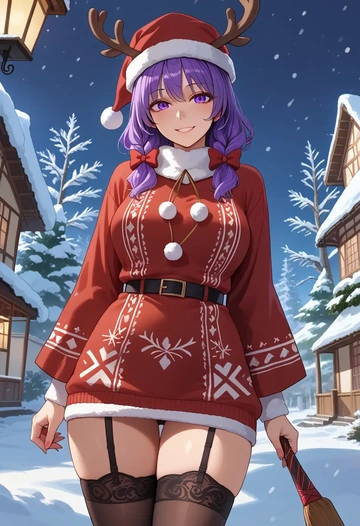 touhou,hieda_no_akyuu,sweater,stockings,Thigh garters  - AI generated anime art