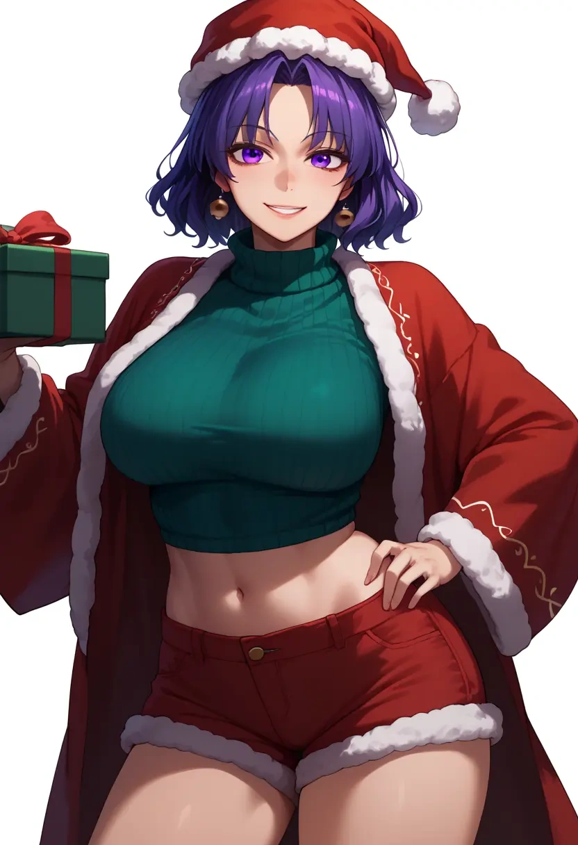 touhou,hieda_no_akyuu,Christmas,red velvet shorts,turtleneck sweater  - 