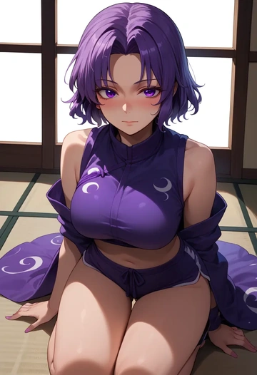 touhou,hieda_no_akyuu,sports crop,high-waisted shorts  - AI generated anime art