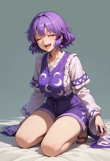 touhou,hieda_no_akyuu,graphic tee,shorts,sneakers  - AI generated anime art