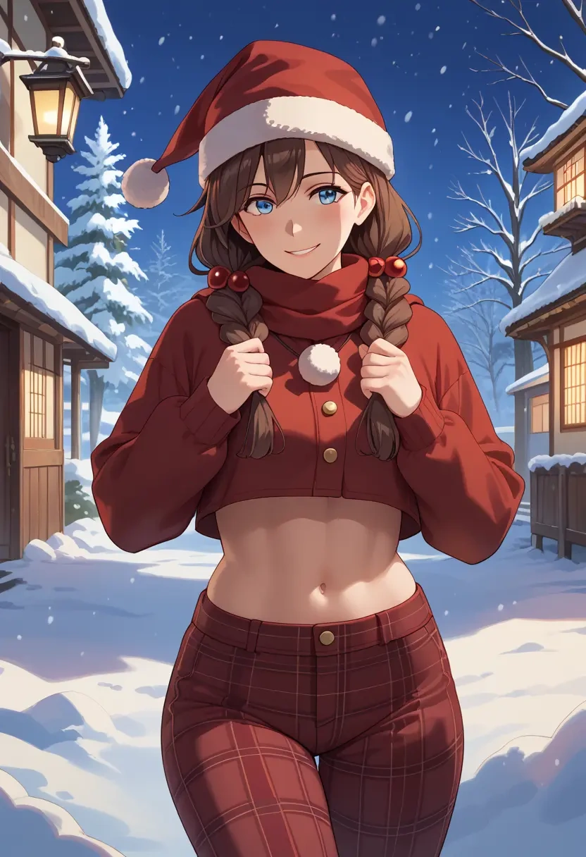 kantai_collection,hiei_(kancolle),Christmas,plaid trousers  - 