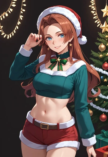 kantai_collection,hiei_(kancolle),Christmas,red velvet shorts  - AI generated anime art