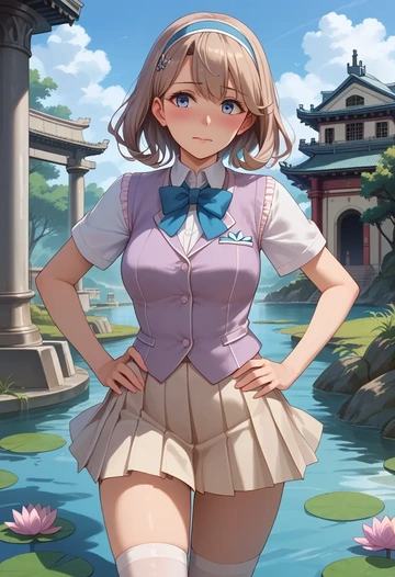 kantai_collection,hiei_(kancolle),spring,student uniform,vest  - AI generated anime art