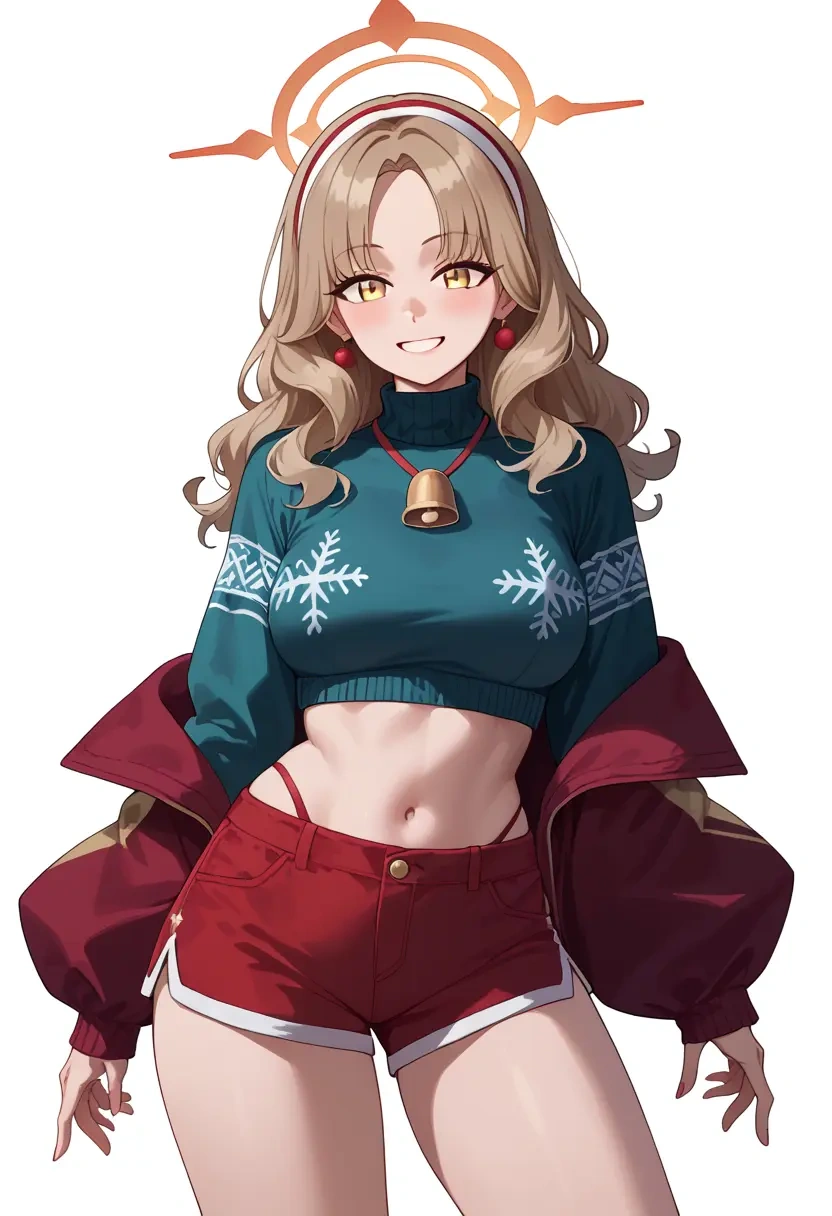 blue_archive,hifumi_(blue_archive),Christmas,red velvet shorts  - 