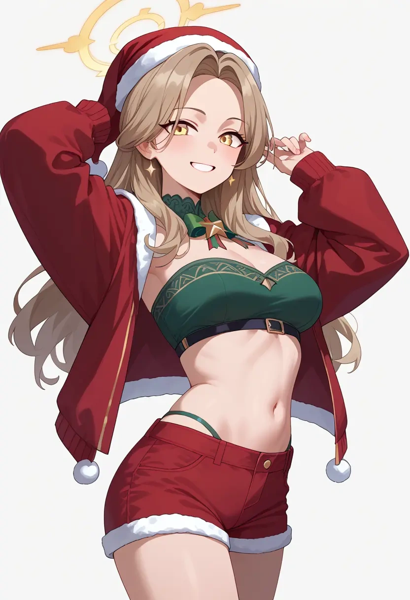 blue_archive,hifumi_(blue_archive),Christmas,red velvet shorts  - 