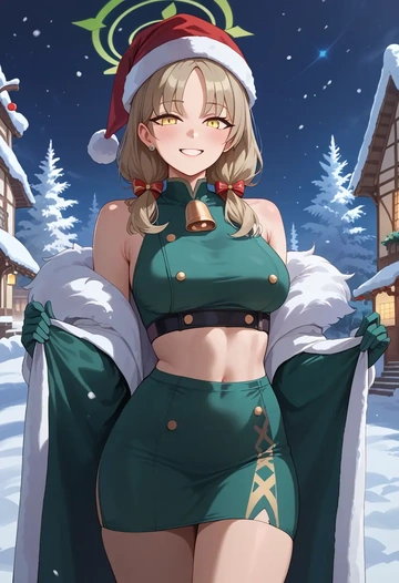 blue_archive,hifumi_(blue_archive),Christmas,dress  - AI generated anime art