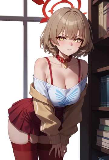 blue_archive,hifumi_(blue_archive),collar,oversized,Thigh garters  - AI generated anime art